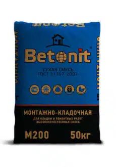 Сухая смесь м200 монтажно-кладочная с ПМД -10C Betonit, 50 кг Сухая смесь м200 монтажно-кладочная с ПМД -10C Betonit, 50 кг